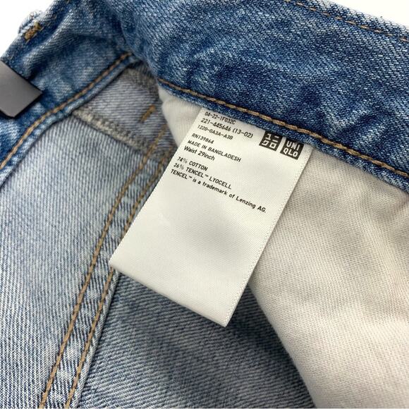 UNIQLO Peg Top High Rise Damaged Jeans Blue Denim 29 - Picture 7 of 11